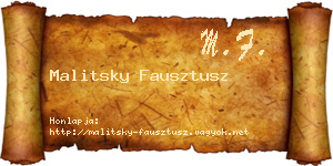 Malitsky Fausztusz névjegykártya
